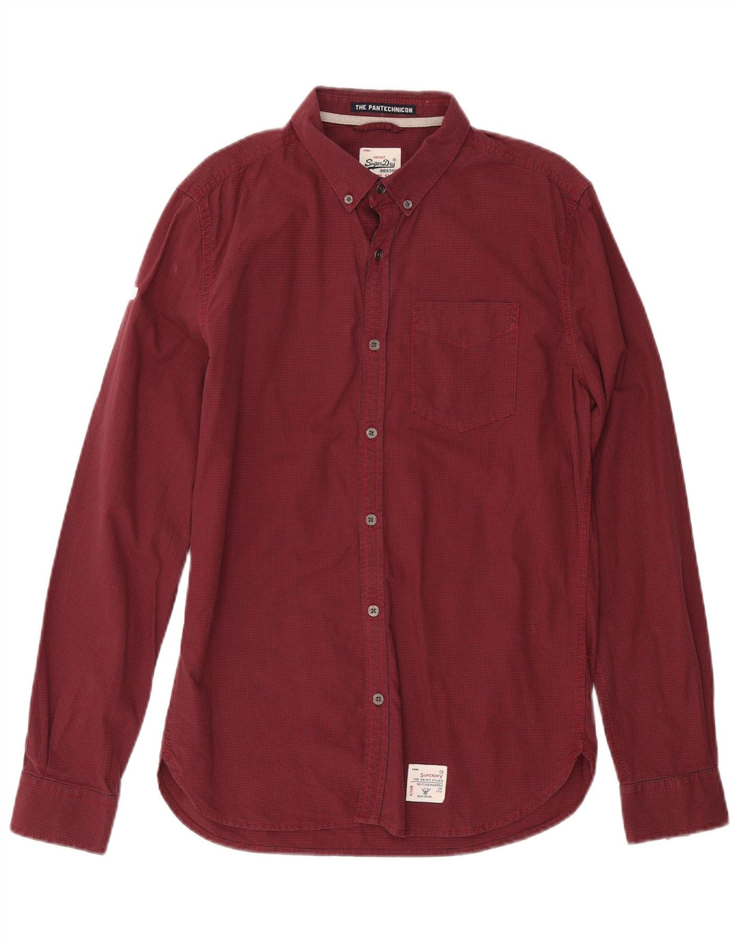 Camicia da uomo Superdry in cotone a quadretti bordeaux medio