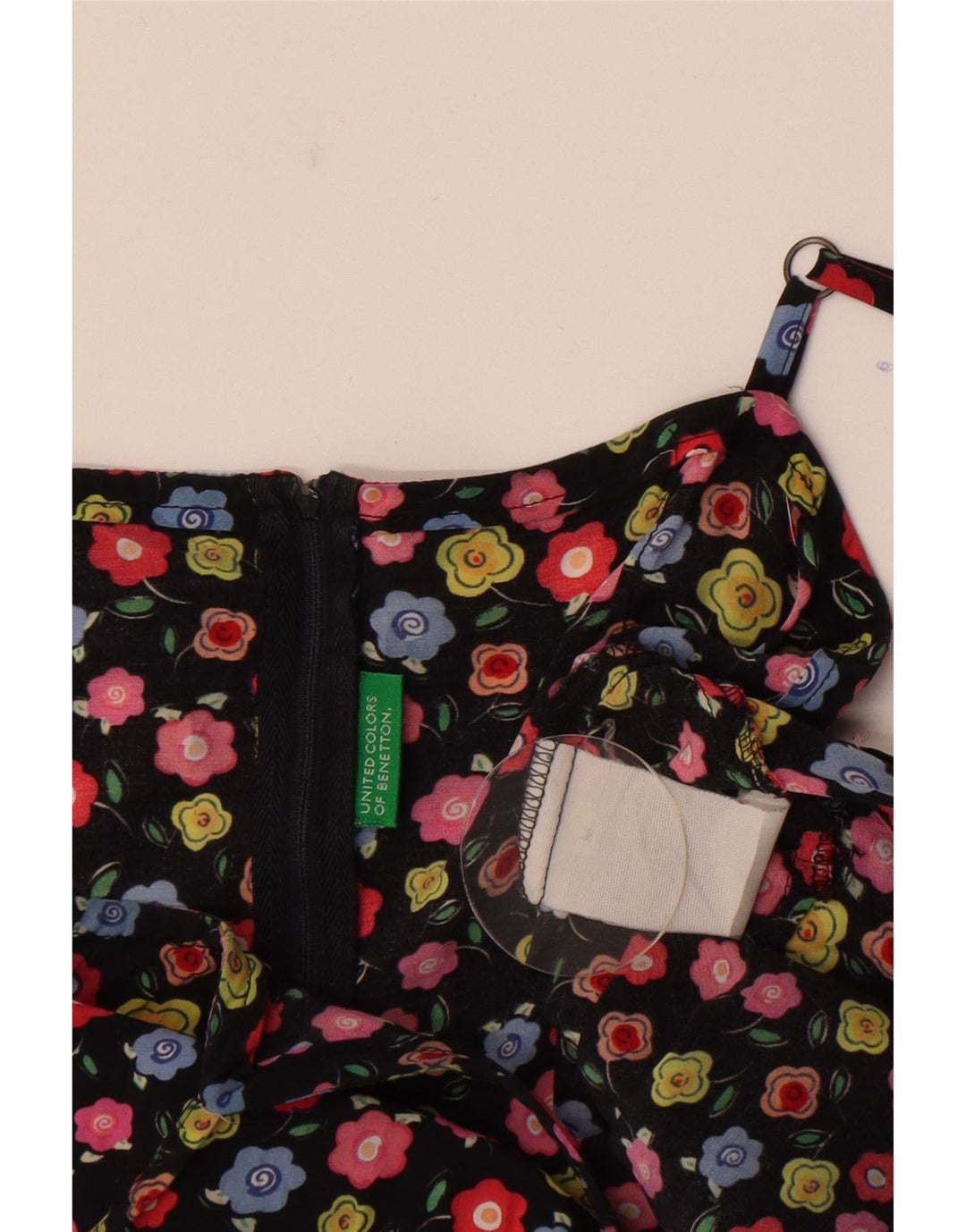 Abito sottoveste da donna Benetton UK 12 medio nero floreale