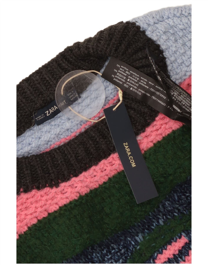 Maglione girocollo oversize da donna ZARA UK 10 piccolo multicolore