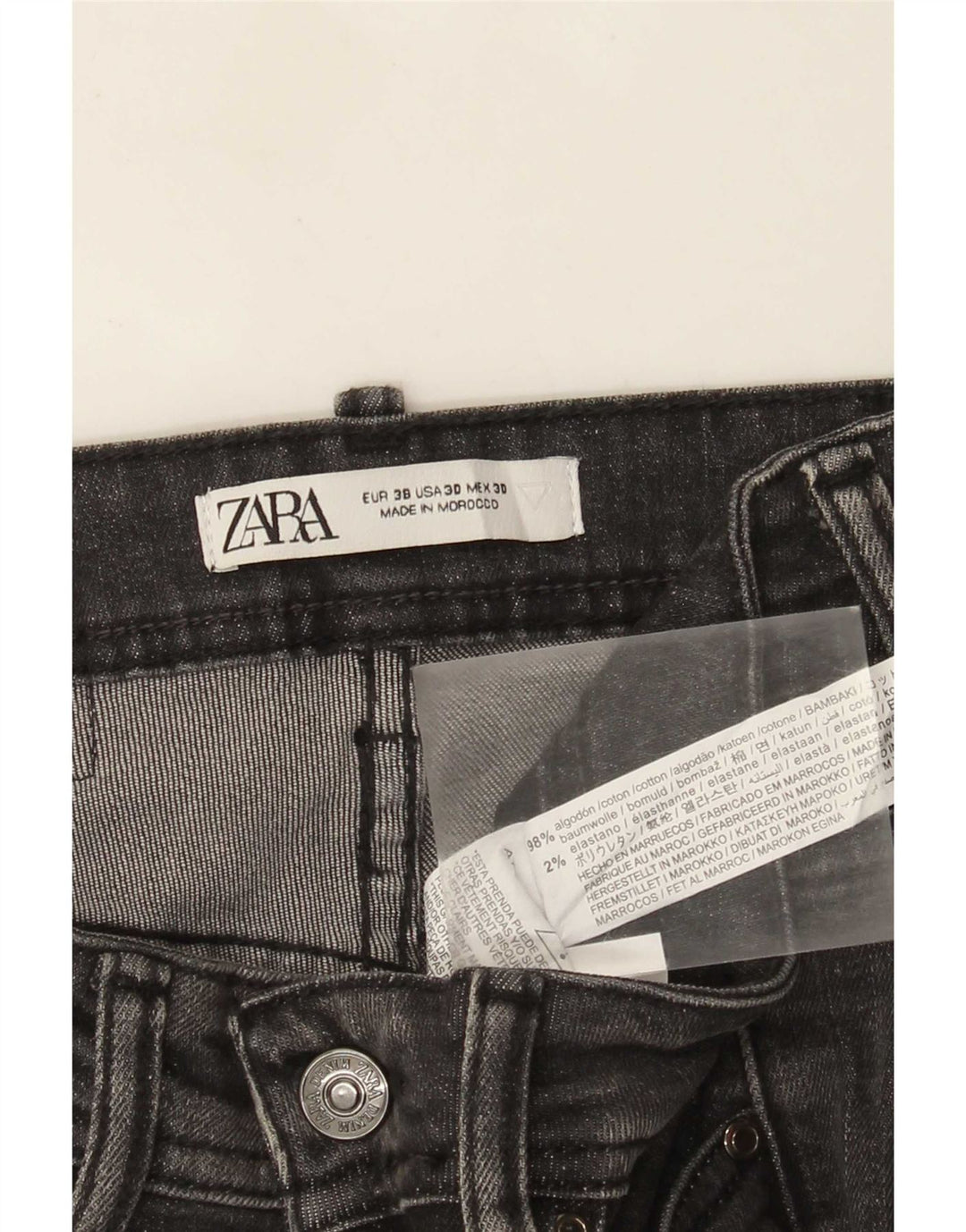 Jeans slim da uomo Zara EU 38 Small W30 L30 Cotone grigio