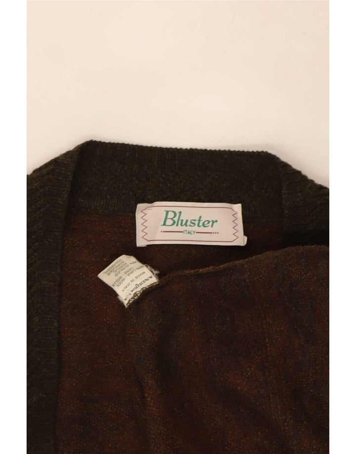Maglione cardigan da uomo Bluster grande lana Fair Isle color kaki