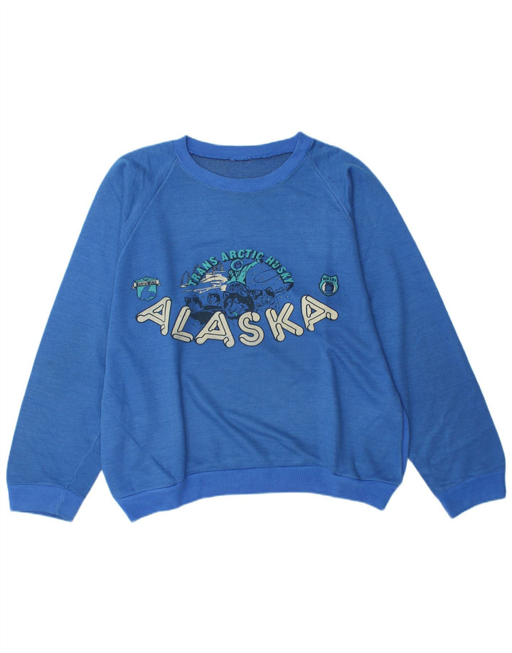 Felpa grafica da uomo Alaska, maglione grande blu