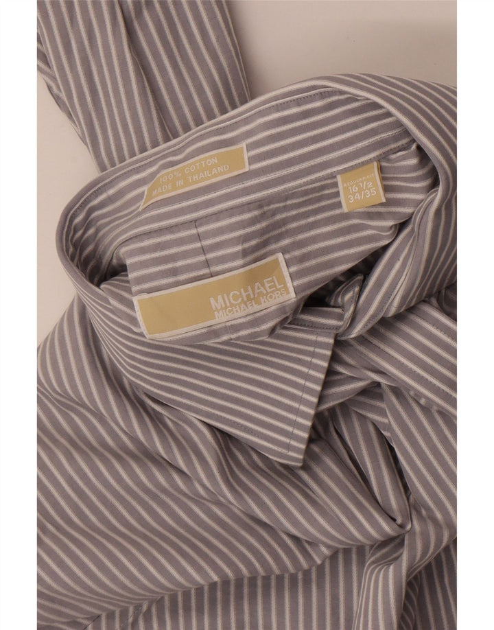 Camicia da uomo Michael Kors taglia 16 1/2 grande cotone a righe grigie