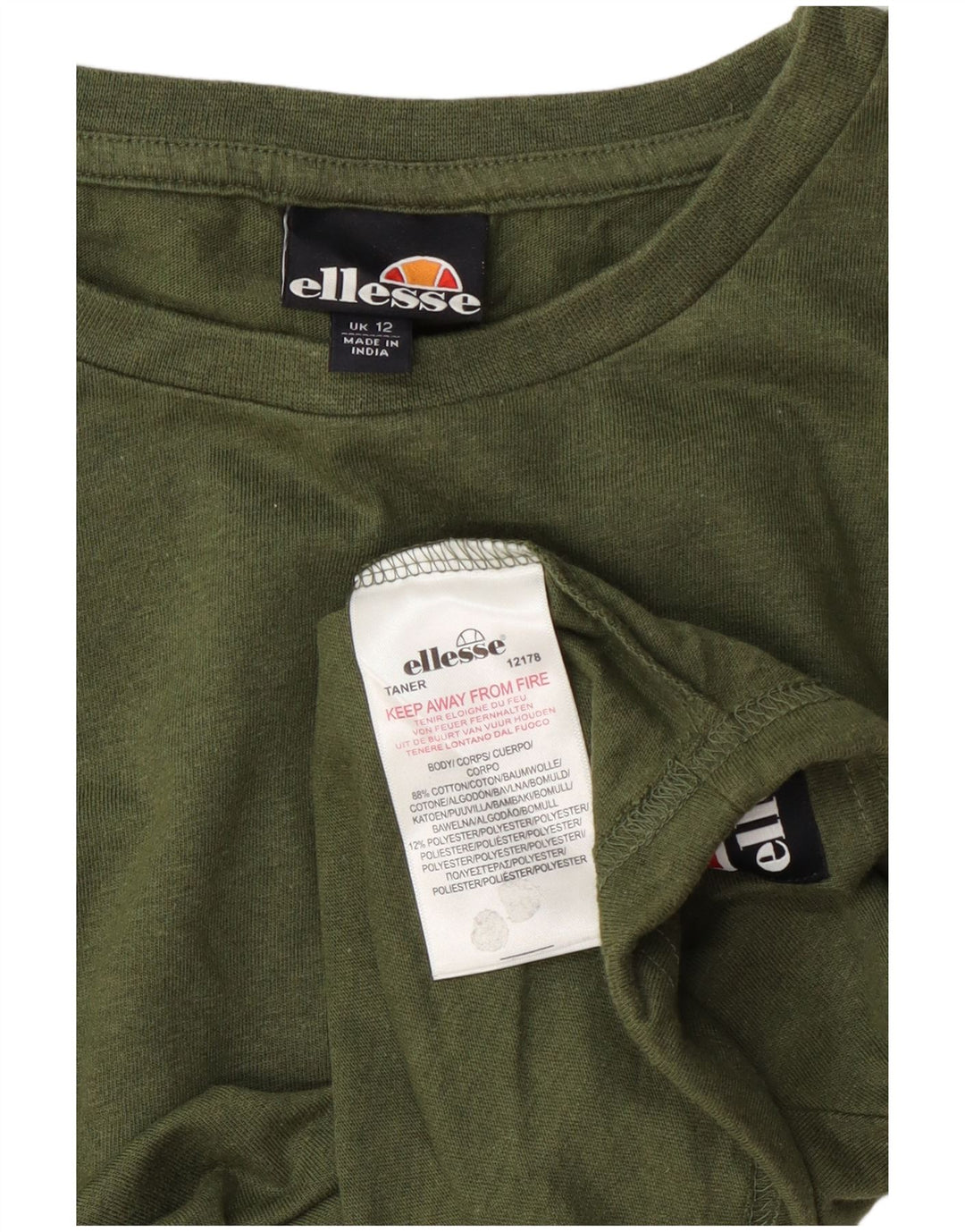 Top corto da donna Ellesse manica lunga UK 12 cotone verde medio