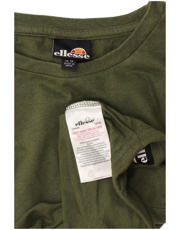 Top corto da donna Ellesse manica lunga UK 12 cotone verde medio