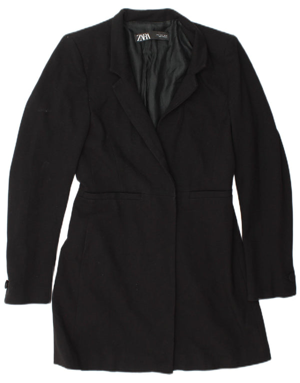 Zara Womens Longline Blazer Jacket UK 10 Small Black Polyester