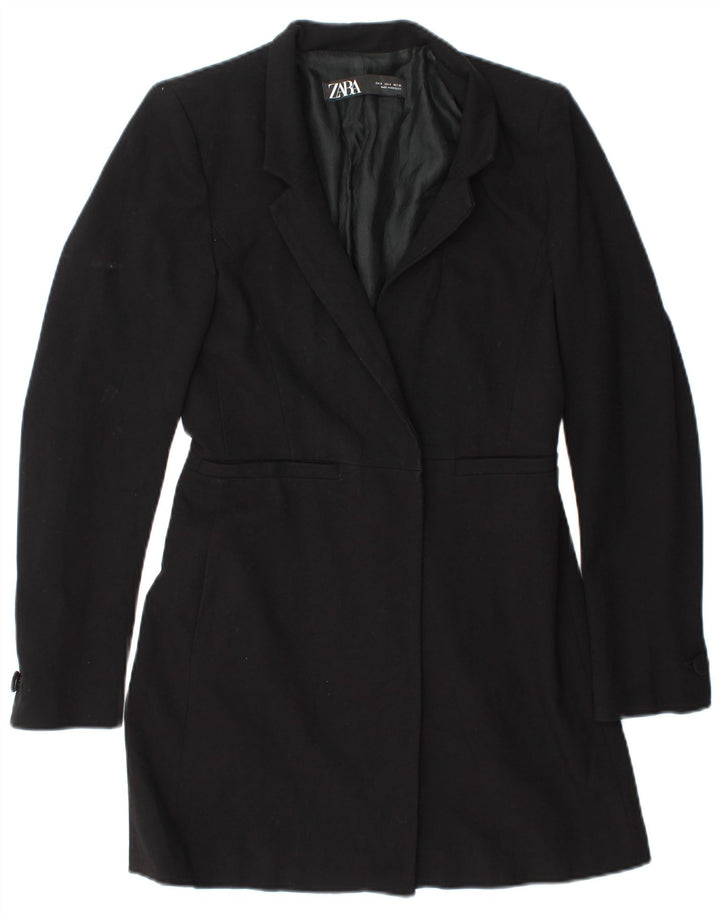 Giacca blazer lunga da donna Zara UK 10 piccola poliestere nera