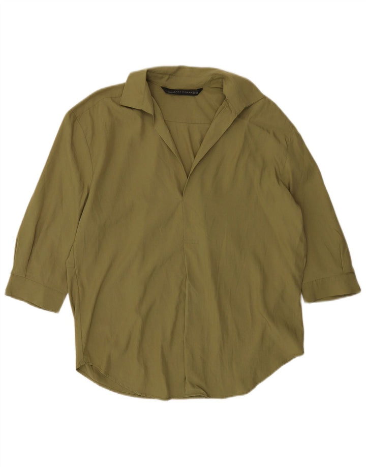 Maglia pullover oversize con maniche a 3/4 da donna Zara UK 6 XS Lyocell kaki
