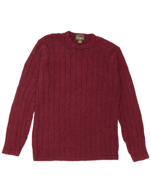 Maglione maglione girocollo alto da uomo Eddie Bauer in cotone bordeaux medio