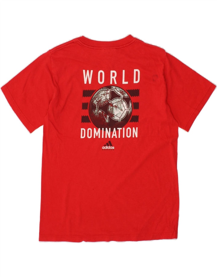 ADIDAS Boys Graphic T-Shirt Top 12-13 Years Medium Red Cotton Vintage Adidas and Second-Hand Adidas from Messina Hembry 