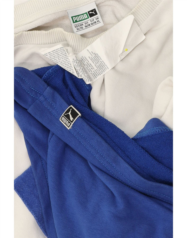 Puma Maglietta grafica da uomo a maniche lunghe XL Blu in cotone color block