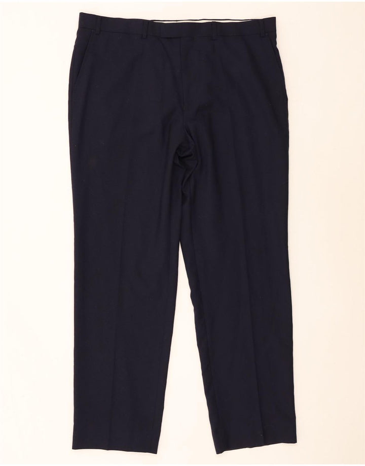 Pantaloni da abito vestibilità regolare da uomo Marks & Spencer W38 L31 lana blu navy