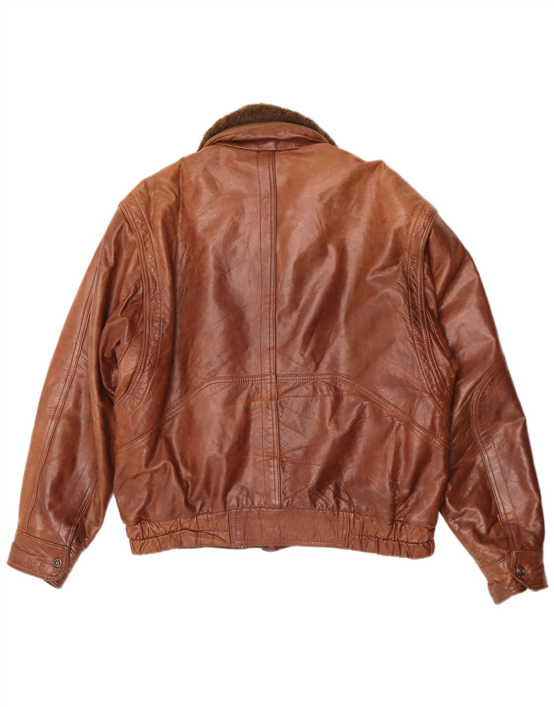 Giacca in pelle vintage da uomo IT 50 grande marrone