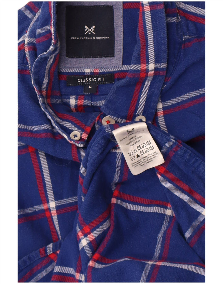 Crew Clothing Camicia da uomo in flanella dalla vestibilità regolare, in cotone a quadri blu grandi
