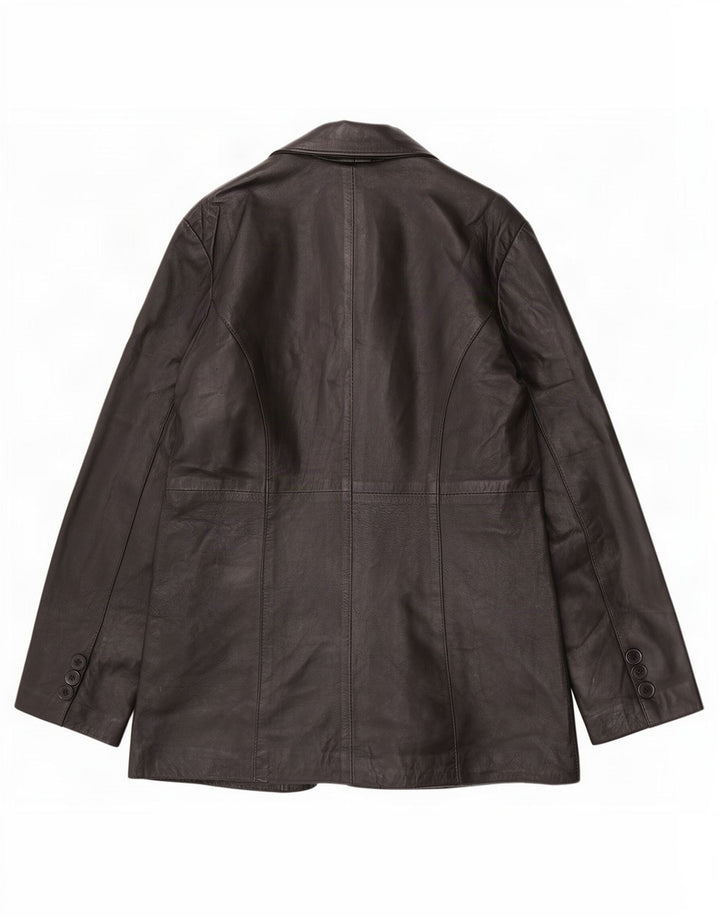 Giacca blazer in pelle da donna a 6 bottoni MDK UK 18 XL nera