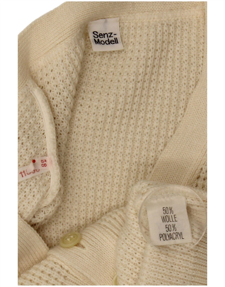 Maglione cardigan da uomo vintage in lana bianco sporco medio