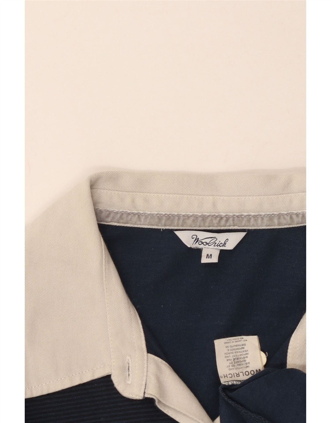 Polo da rugby grafica da donna Woolrich UK 12 medio in cotone blu navy