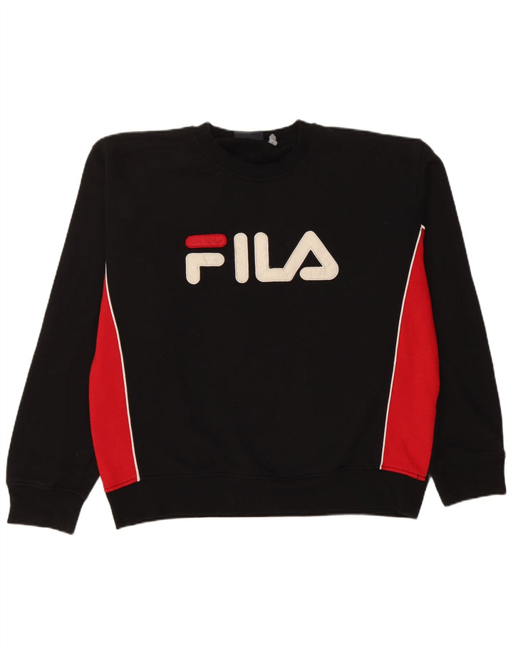 Fila Felpa grafica da uomo Maglione Large Nero Colourblock Poliestere