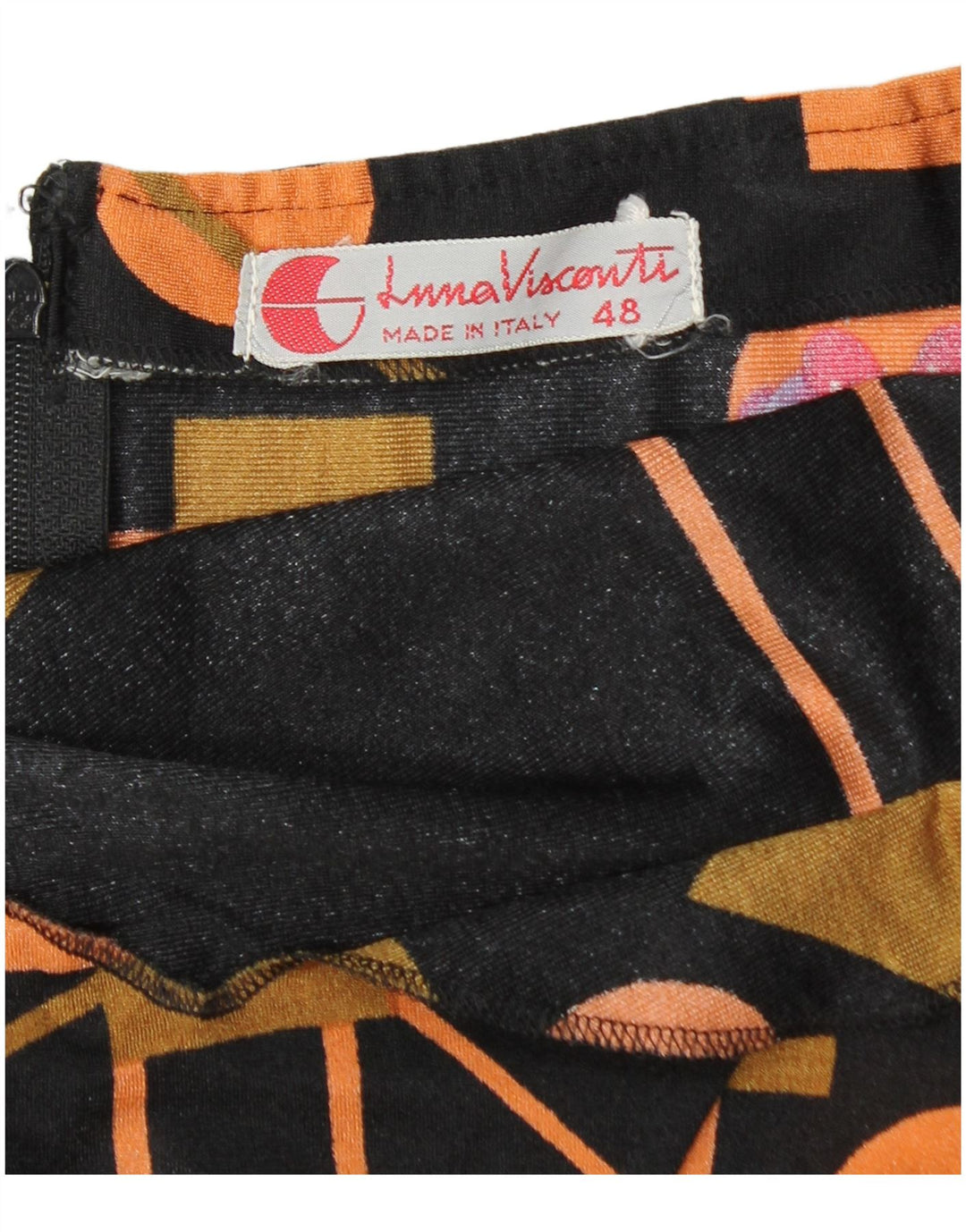 Abito vintage da donna alla caviglia IT 48 XL Nero geometrico