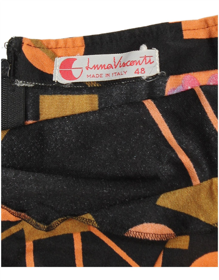 Abito vintage da donna alla caviglia IT 48 XL Nero geometrico