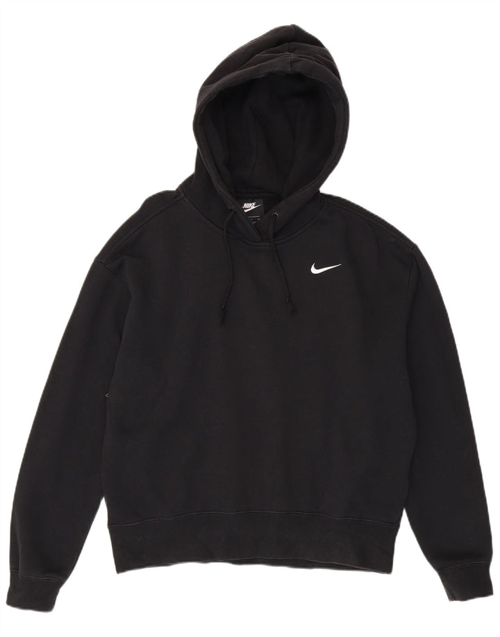 Felpa con cappuccio oversize da donna NIKE UK 10 piccola in cotone nero