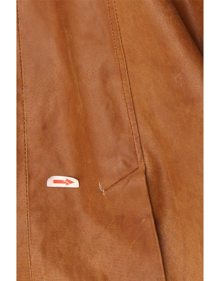 Cappotto in pelle vintage da donna IT 46 grande marrone