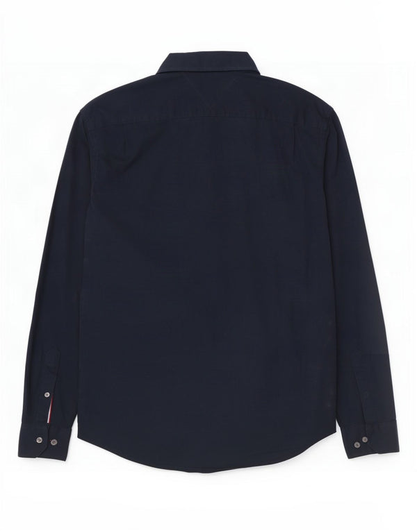 Camicia da uomo Tommy Hilfiger grande in cotone blu navy