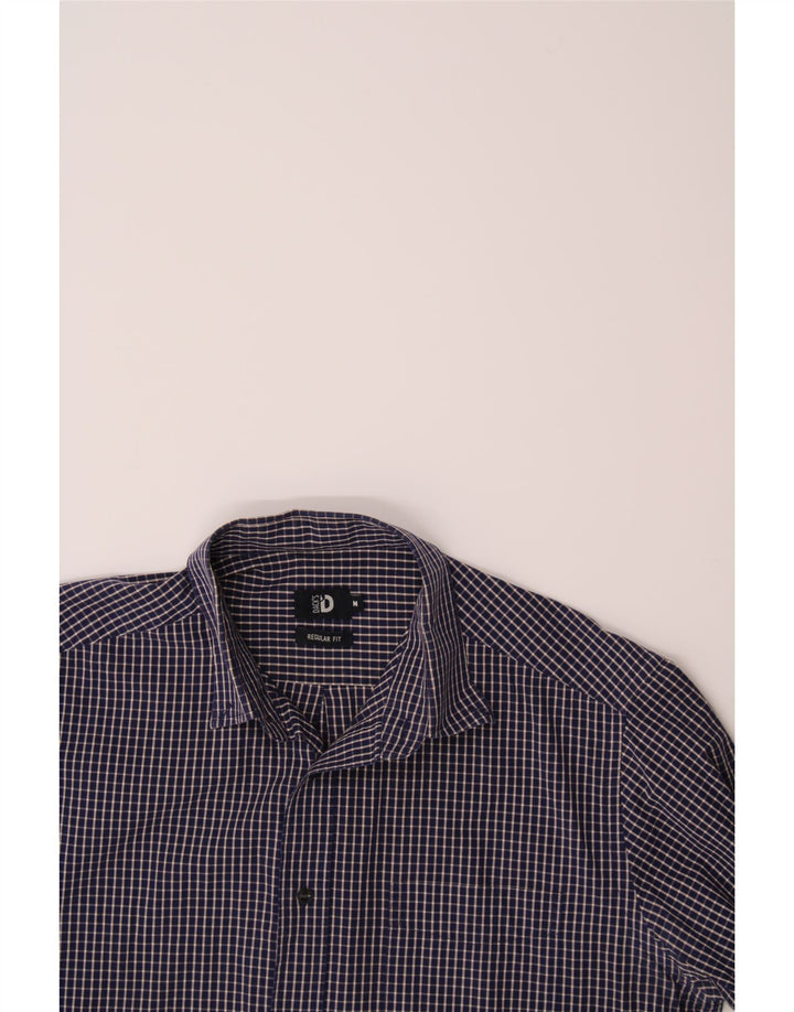 DACK'S Mens Regular Fit Shirt Medium Navy Blue Check Cotton Vintage Dack's and Second-Hand Dack's from Messina Hembry 
