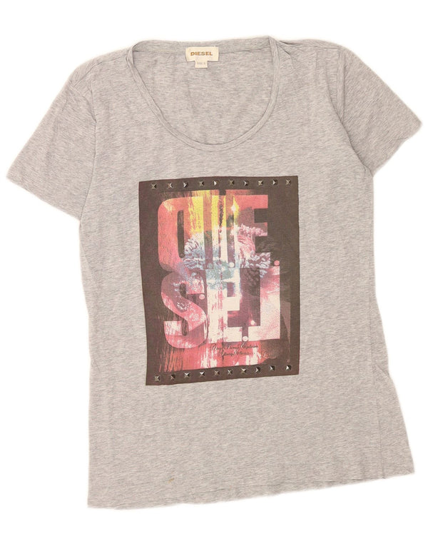 T-shirt grafica da donna Diesel Top UK 10 piccola grigia chiazzata