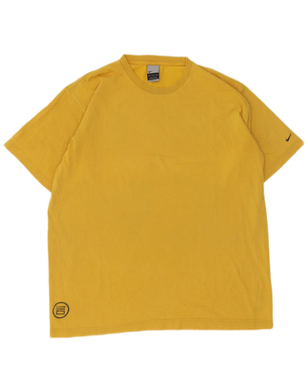 T-shirt grafica da uomo Nike Dri Fit Top XL in cotone giallo