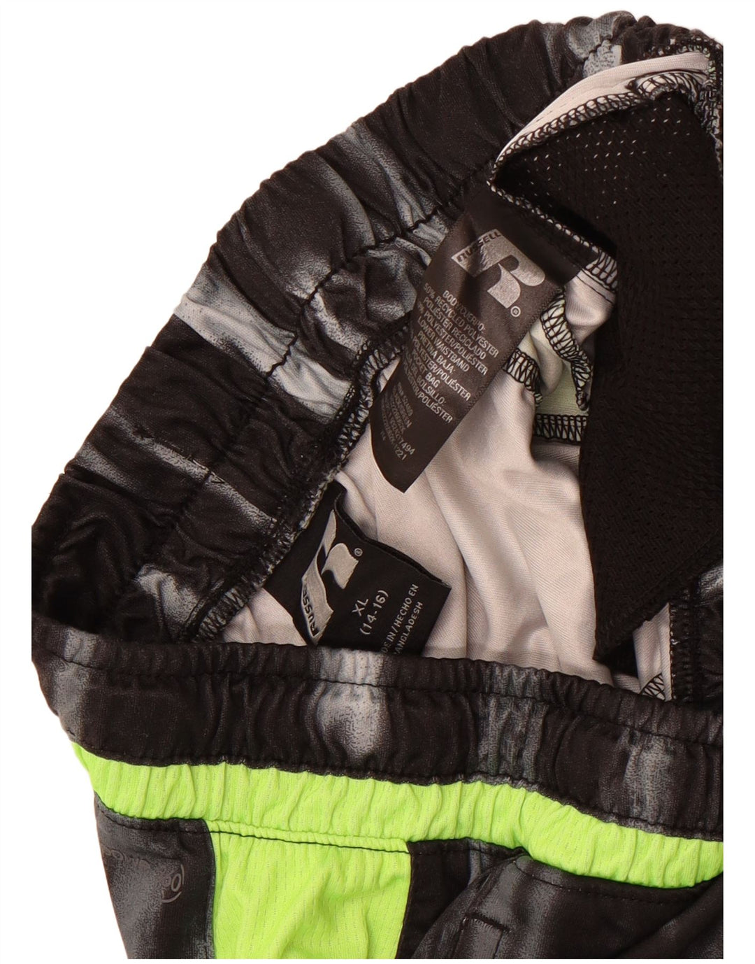 Pantaloncini sportivi da ragazzo Russell Athletic 14-15 anni XL Poliestere nero tie-dye