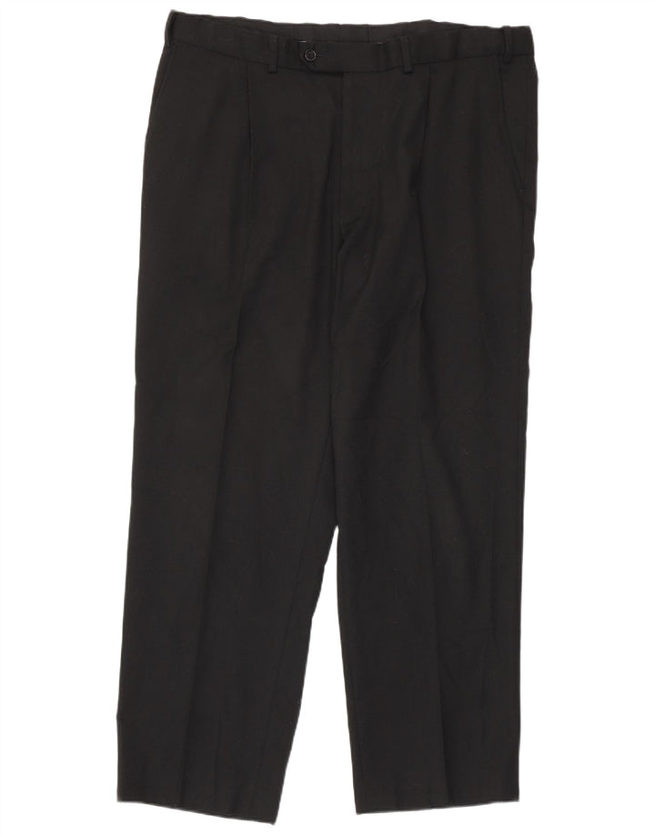 Pantaloni da abito con pegging da uomo Marks & Spencer W38 L29 poliestere nero