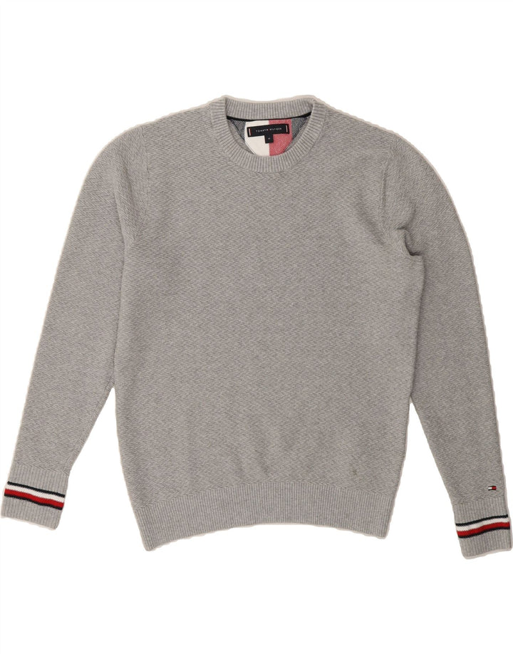 TOMMY HILFIGER Womens Crew Neck Jumper Sweater UK 14 Medium Grey Cotton Vintage Tommy Hilfiger and Second-Hand Tommy Hilfiger from Messina Hembry 