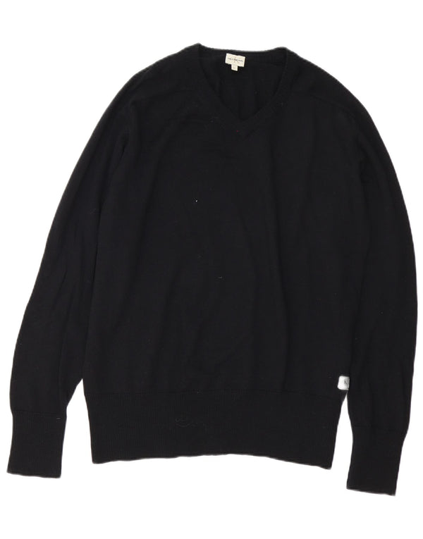 Calvin Klein Jeans Maglione da uomo con scollo a V in lana merino nera media