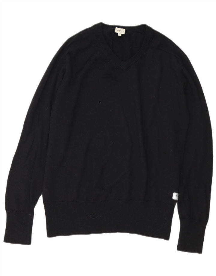 Calvin Klein Jeans Maglione da uomo con scollo a V in lana merino nera media
