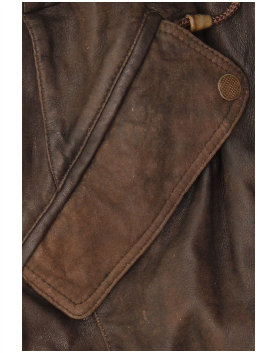 Cappotto in pelle con cappuccio da donna VINTAGE EU 38 Pelle marrone medio