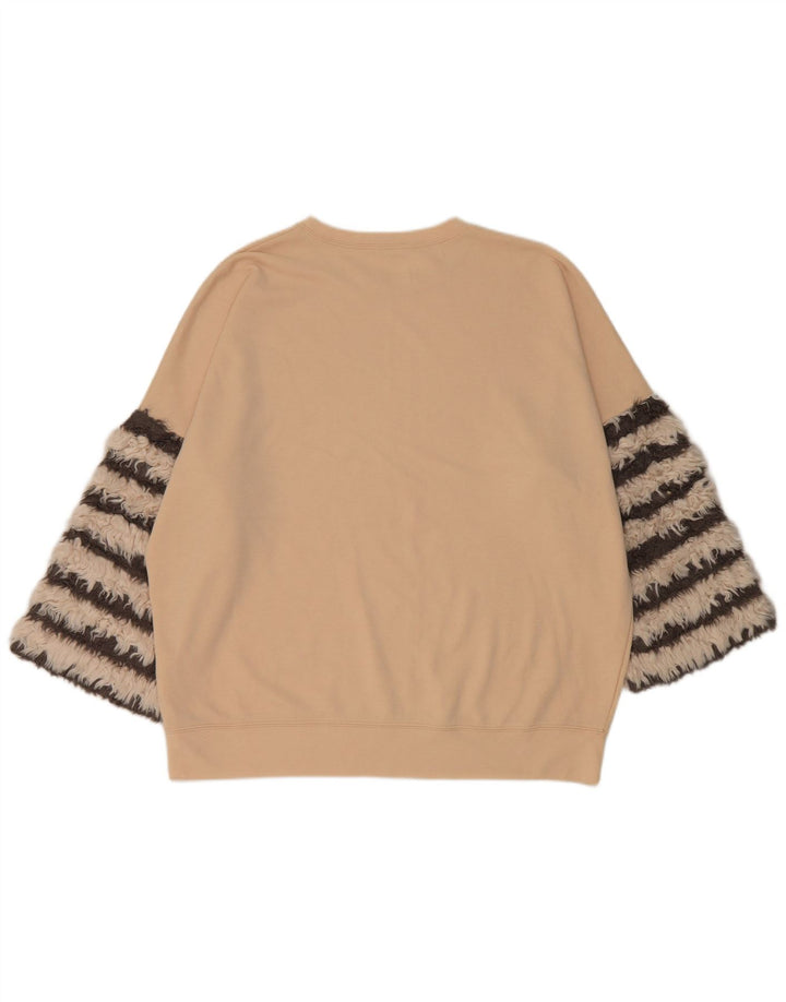 Felpa oversize da donna Zara con maniche a 3/4, taglia UK 14, beige medio