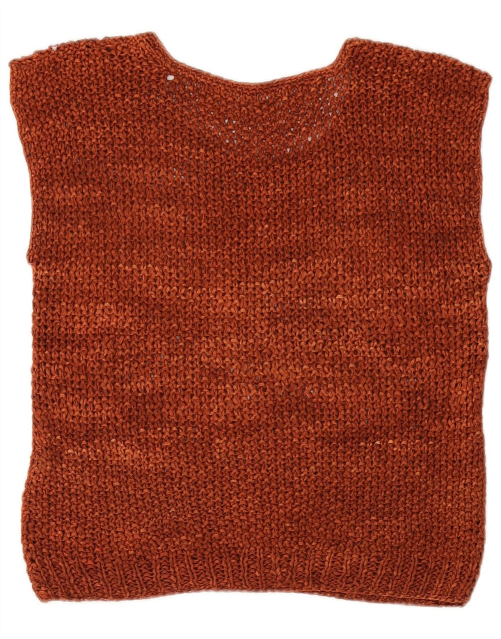 Canottiera vintage da donna all'uncinetto UK 12 Marrone medio