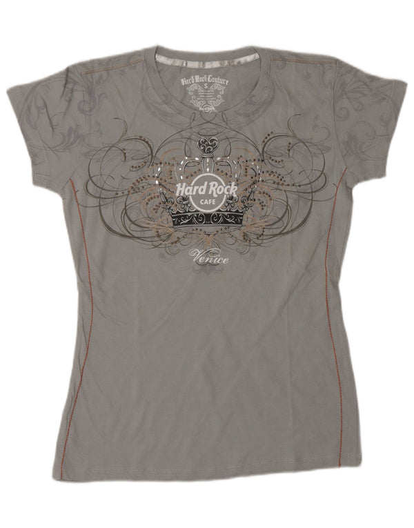 HARD ROCK CAFE Maglietta grafica da donna Venice Top UK 10 Small Cotone grigio