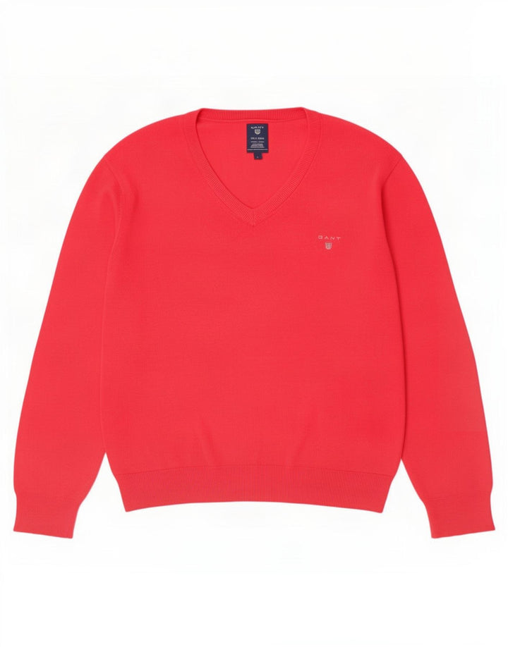 Gant Maglione da uomo con scollo a V grande in cotone rosso