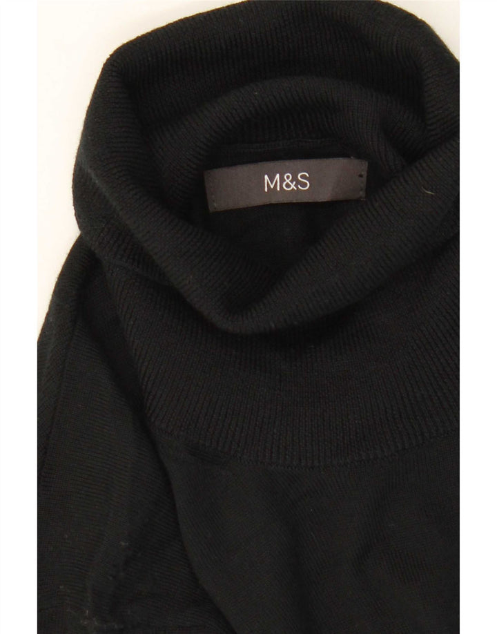 Maglione maglione da uomo Marks & Spencer a collo alto in lana merino nera media