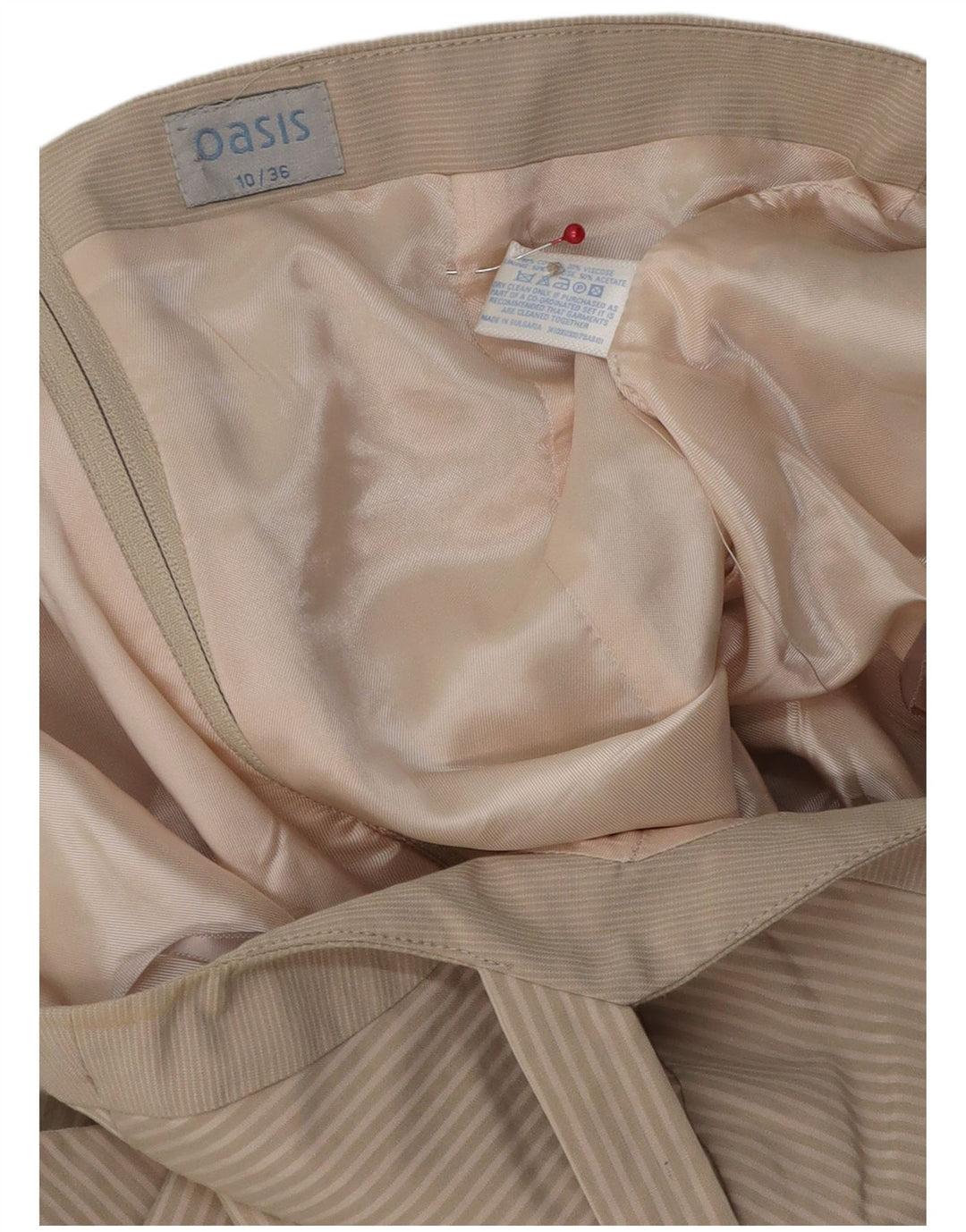 Top corto da donna Oasis UK 10 piccolo cotone a righe beige