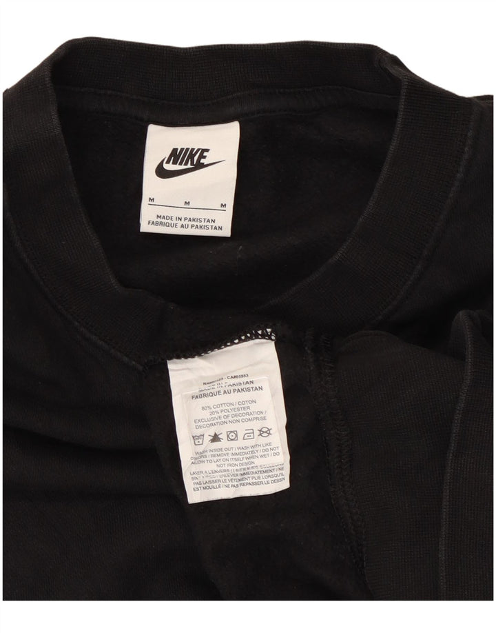 NIKE Womens Oversized Crop Sweatshirt Jumper UK 14 Medium Black Cotton