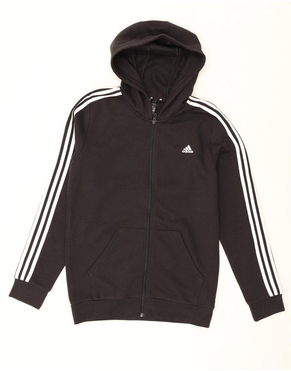 Felpa con cappuccio e zip Adidas da bambino 15-16 anni in cotone nero