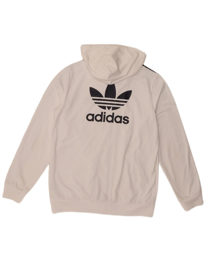 Felpa con cappuccio e zip grafica Adidas da ragazzo 15-16 anni in poliestere bianco