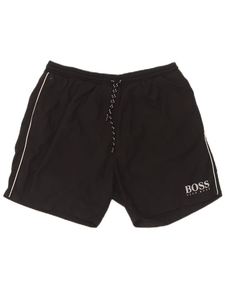 Pantaloncini sportivi da uomo Hugo Boss grandi in poliestere nero