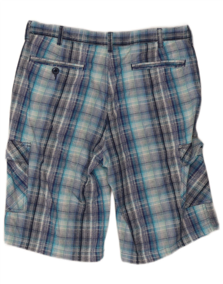 Pantaloncini cargo da uomo Bear W32 in cotone a quadri blu medio