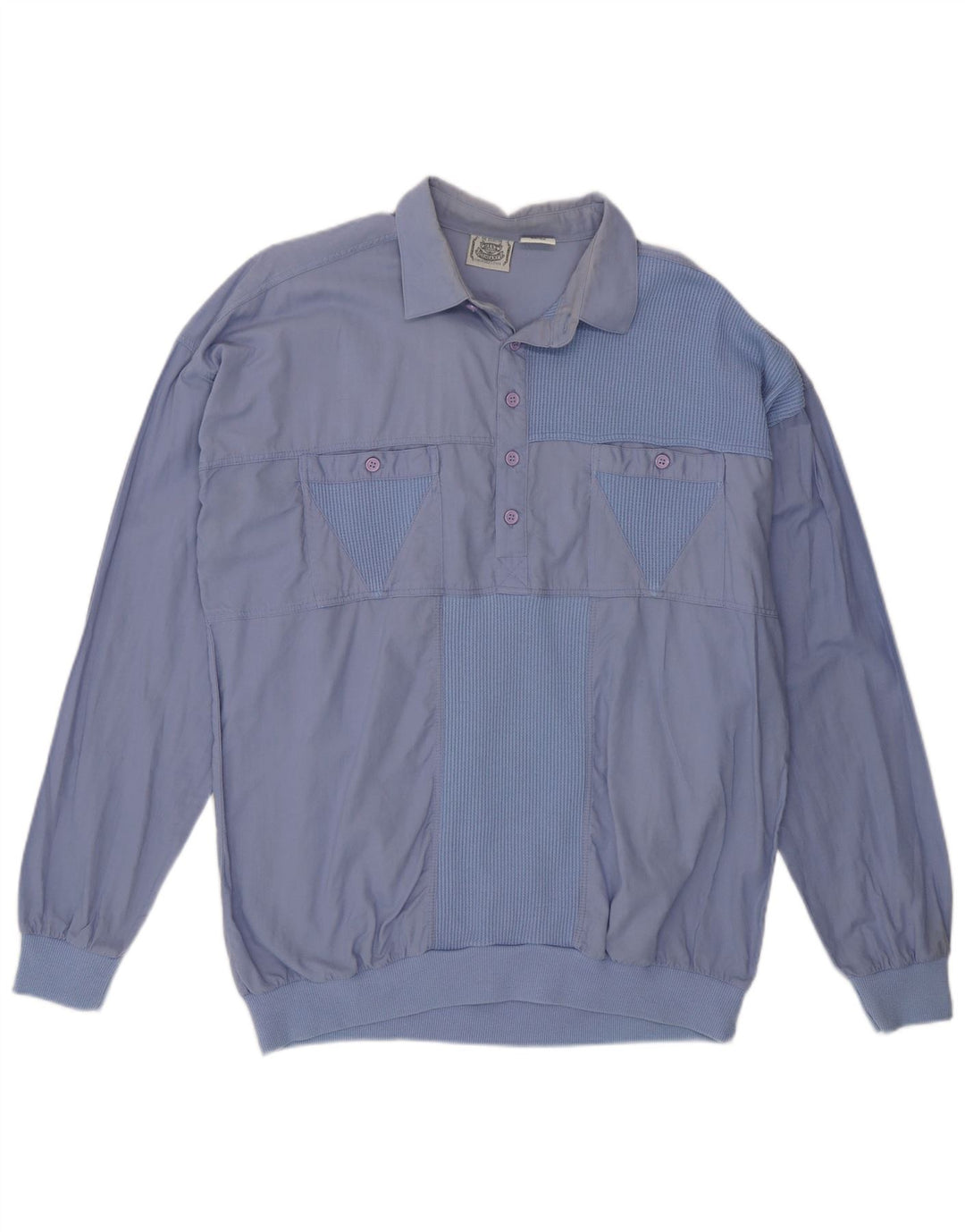 Camicia pullover vintage da uomo IT 50/52 grande cotone color block blu