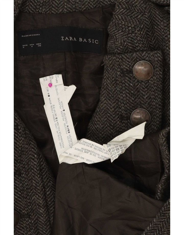 Soprabito militare doppiopetto Zara da donna UK 10 piccolo grigio a spina di pesce