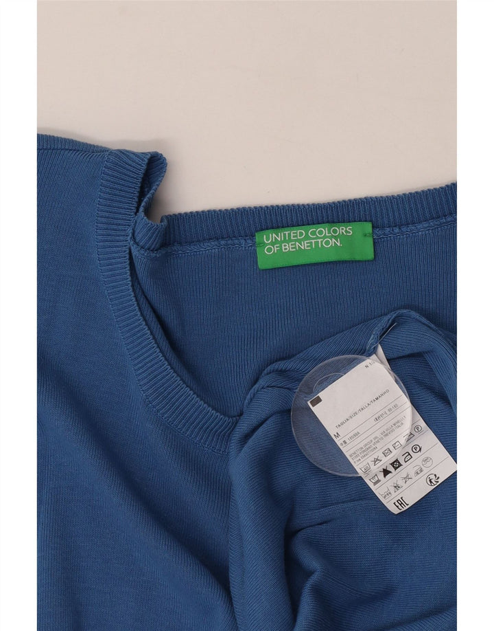 Maglione maglione girocollo da donna Benetton UK 14 Cotone blu medio